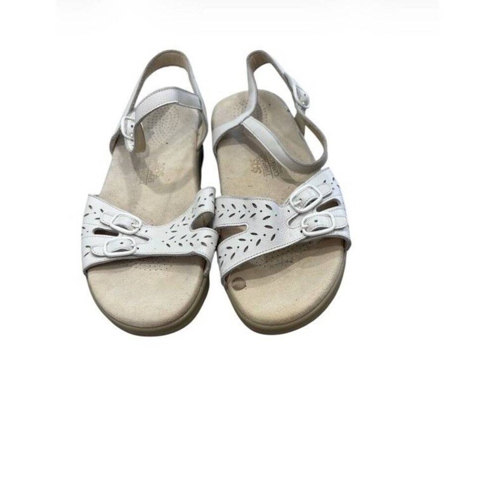 SAS Women's Duo Quarter Strap Sandals White Size 9W Tripad Comfort USA